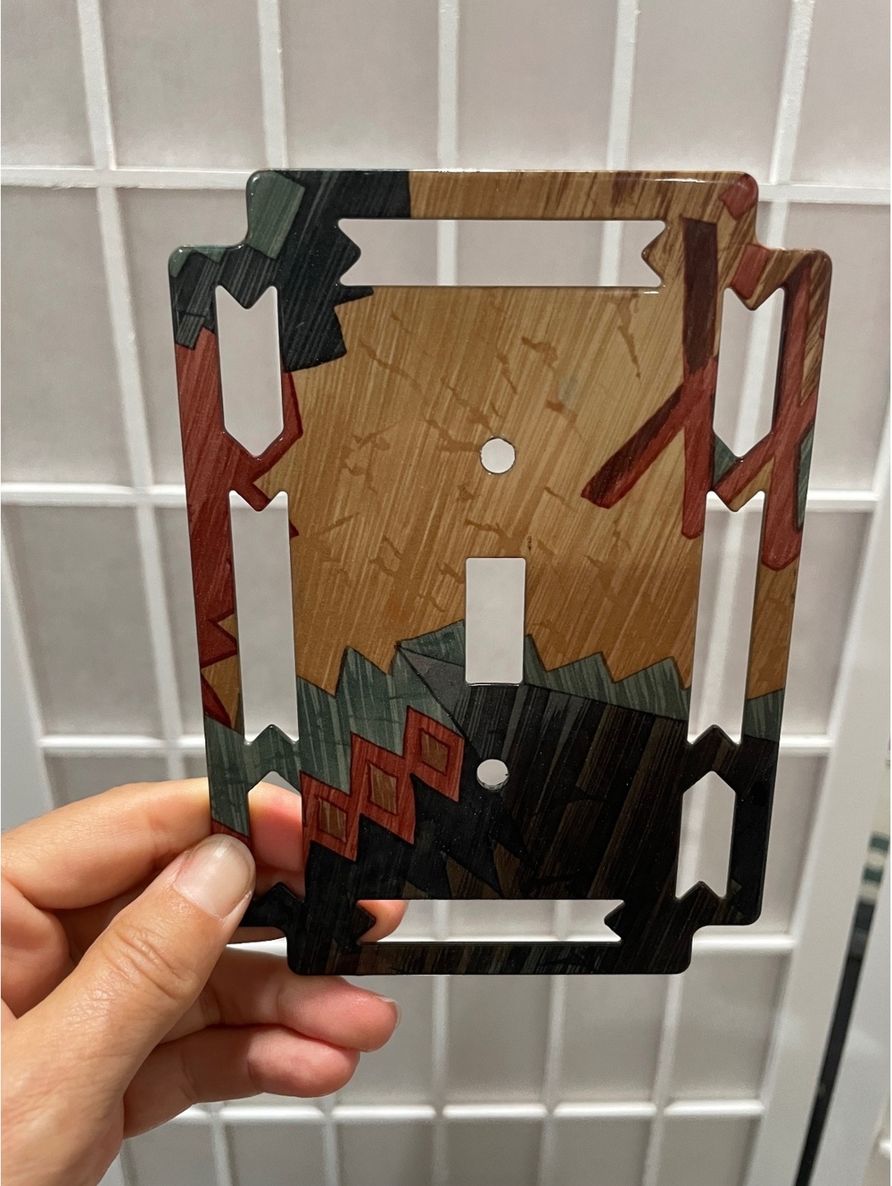 Vintage 90's Geometric Pattern Light Switch Cover Plate